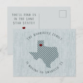 Panhandle Blue Linen Heart Texas Moving Aankondigingskaart (Voorkant / Achterkant)