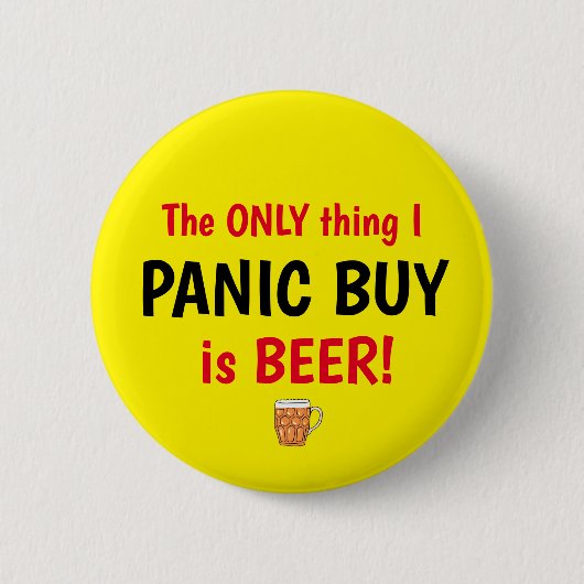 Panic Buy Beer Yellow Button (Voorkant)