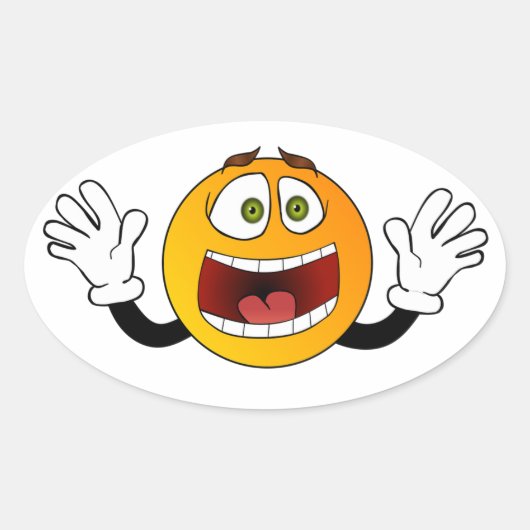 Panic Emoji Ovale Sticker (Voorkant)