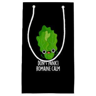 Panic Romaine Calm Funny Veggie Pun Dark BG Klein Cadeauzakje