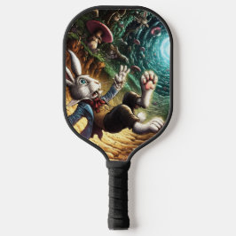 Paniekerig konijn dat in het konijnenhol valt pickleball paddle