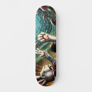 Paniekerig konijn dat in het konijnenhol valt skateboard