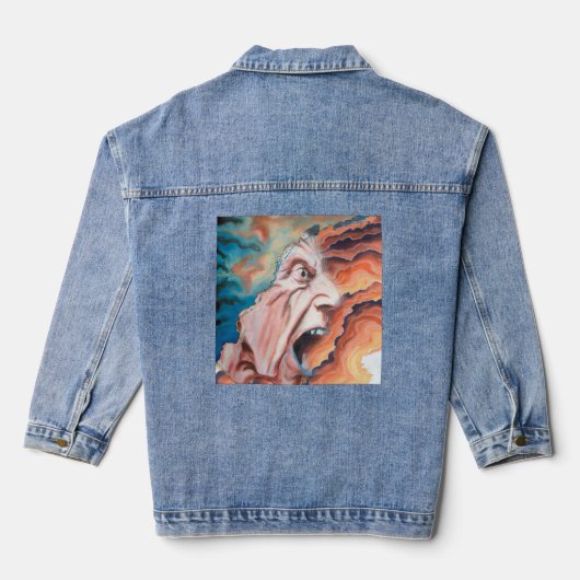Paniekgolven olieverfschilderij denim jacket (Achterkant)