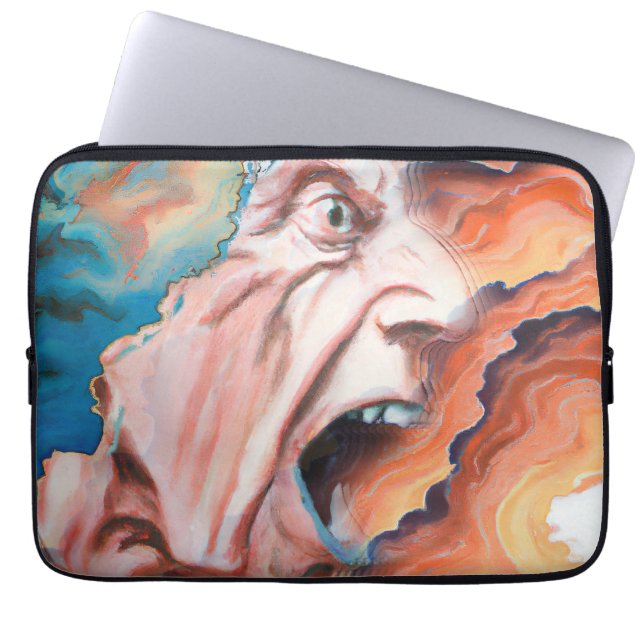 Paniekgolven olieverfschilderij laptop sleeve (Voorkant)