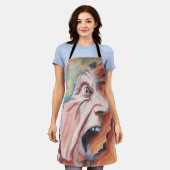 Paniekgolven olieverfschilderij schort (Gedragen)