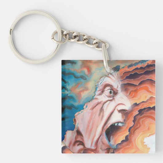Paniekgolven olieverfschilderij sleutelhanger (voorkant)