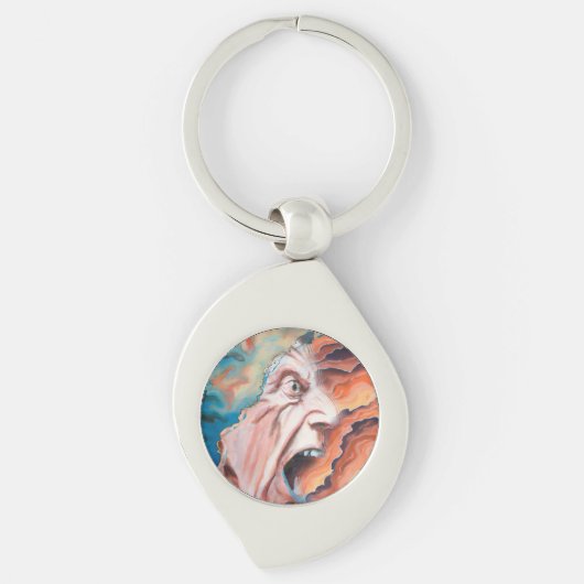 Paniekgolven olieverfschilderij sleutelhanger (Voorkant)
