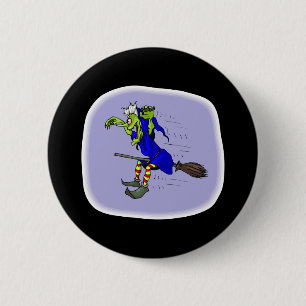 paniekheks op bezems ronde button 5,7 cm