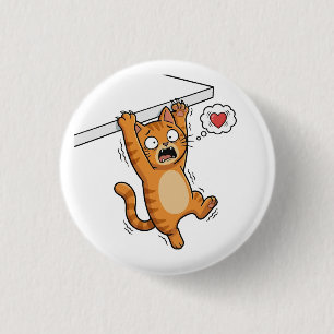 Paniekknop met Hangende Kat Ronde Button 3,2 Cm