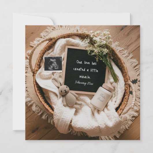 Panier adorable Grossesse rustique Faire-part (Devant)