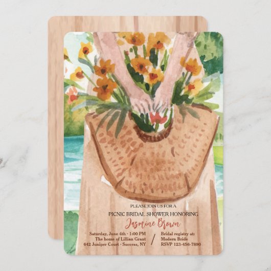 Panier de fleurs Invitation (Devant / Derrière)