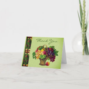 Panier de fruits d'art vintage Carte de remercieme