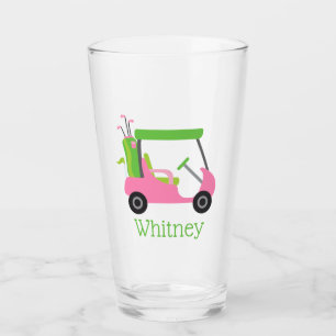 Panier de golf rose et vert Tumbler en verre perso
