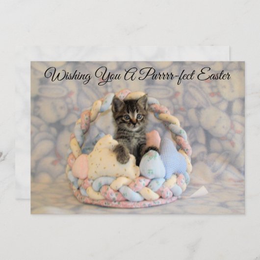 Panier de Pâques de Patton - Carte plate Chat/ Cha (Devant / Derrière)