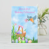 Panier de Pâques et d'oiseaux Invitation d'anniver (Debout devant)