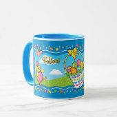 Panier de Pâques Pâques Espagnol Céramique Mug (Devant gauche)