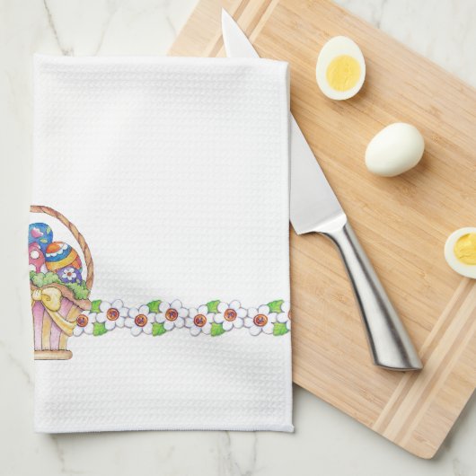 Panier de Pâques - Serviette de cuisine (Quart Plié)