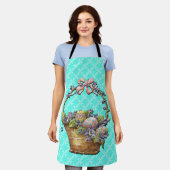 Panier de Pâques Turquoise À damiers tablier desig (Porté)