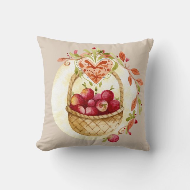 Panier de pommes d'automne Coussin de décoration p (Recto)