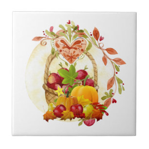 Panier de récolte d'automne décoratif en carreau d