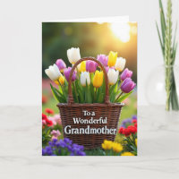 Panier de tulipes Merveilleuse grand-mère Carte