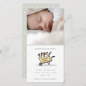 Panier floral jaune Photo Faire-part de naissance  (Devant / Derrière)