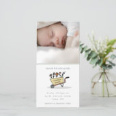 Panier floral jaune Photo Faire-part de naissance  (Debout devant)