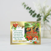 Panier fraise ~ Carte postale Anniversaire (Debout devant)
