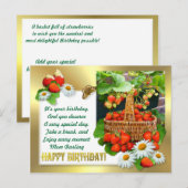 Panier fraise ~ Carte postale Anniversaire (Devant / Derrière)