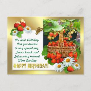 Panier fraise ~ Carte postale Anniversaire
