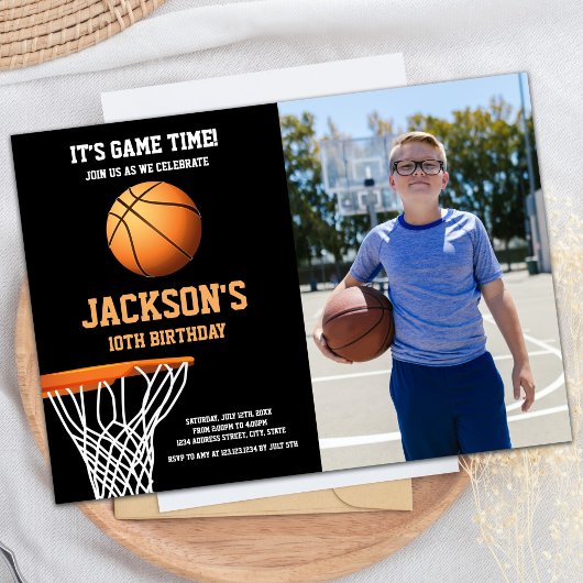 Panier Photo Basketball Ball Invitations d'anniver