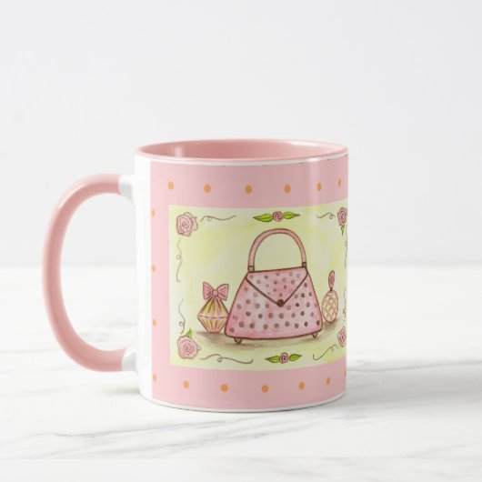 Panier rose Parfum Bouteille Café Mug (Gauche)
