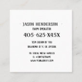 Panier rustique Poulets Carte de visite de ferme (Dos)