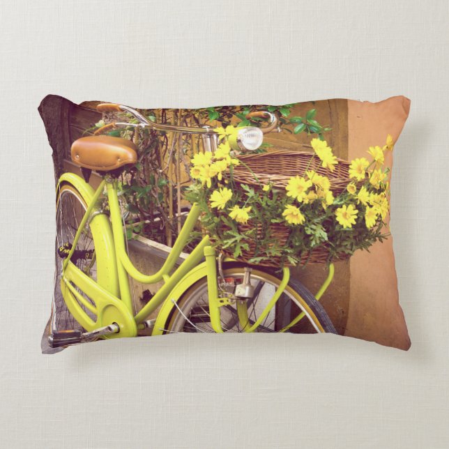 Panier vintage jaune panier de fleurs Coussin (Devant)