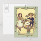 Paniers de fleurs de cartes d'enfants mignons (Devant / Derrière)