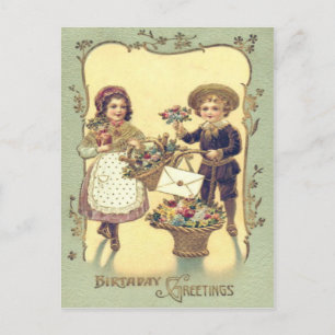 Paniers de fleurs de cartes d'enfants mignons