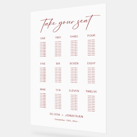 Panneau acrylique blanc Mariage de Noël (Angle)