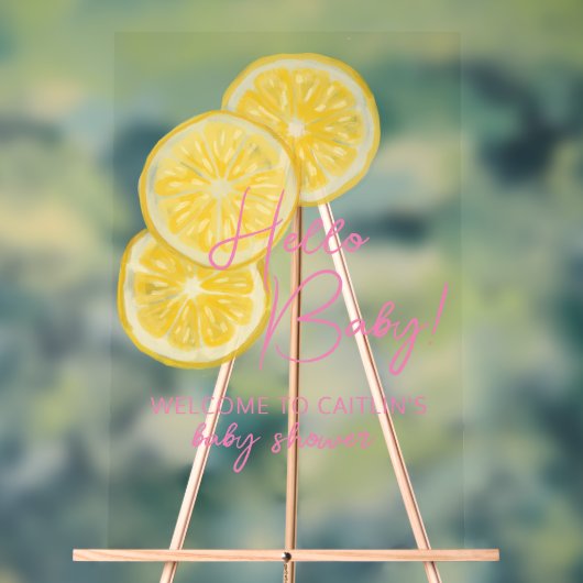 Panneau acrylique citron baby shower de bienvenue (Neutre)