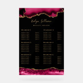 Panneau acrylique Crimson Agate Price List (Recto)