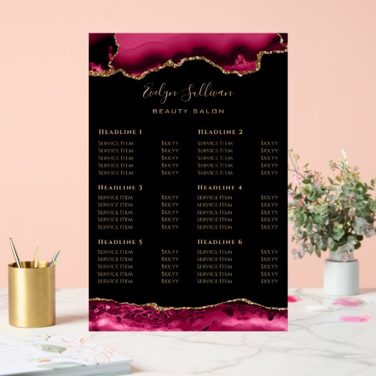 Panneau acrylique Crimson Agate Price List (Mariage)