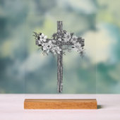 Panneau acrylique croix florale (Neutre)