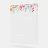 Panneau acrylique de bienvenue du Mariage floral (Angle)