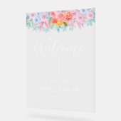 Panneau acrylique de bienvenue du Mariage floral (Angle)
