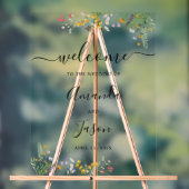 Panneau acrylique de bienvenue du Mariage floral (Neutre)