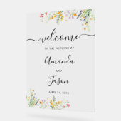 Panneau acrylique de bienvenue du Mariage floral (Angle)