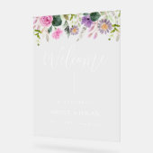 Panneau acrylique de bienvenue du Mariage floral (Angle)