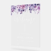 Panneau acrylique de bienvenue du Mariage floral (Angle)