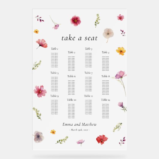 Panneau Acrylique fleur sauvage Mariage (Recto)