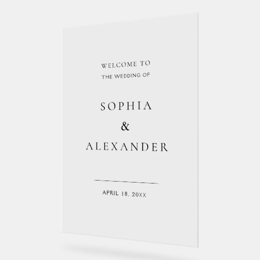 Panneau Acrylique fleur sauvage Mariage Bienvenue. (Angle)