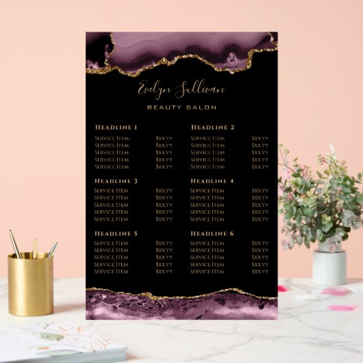 Panneau acrylique foncé Mauve Agate Tarifs (Mariage)